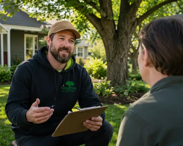 Chris Kay giving arborist tree health report